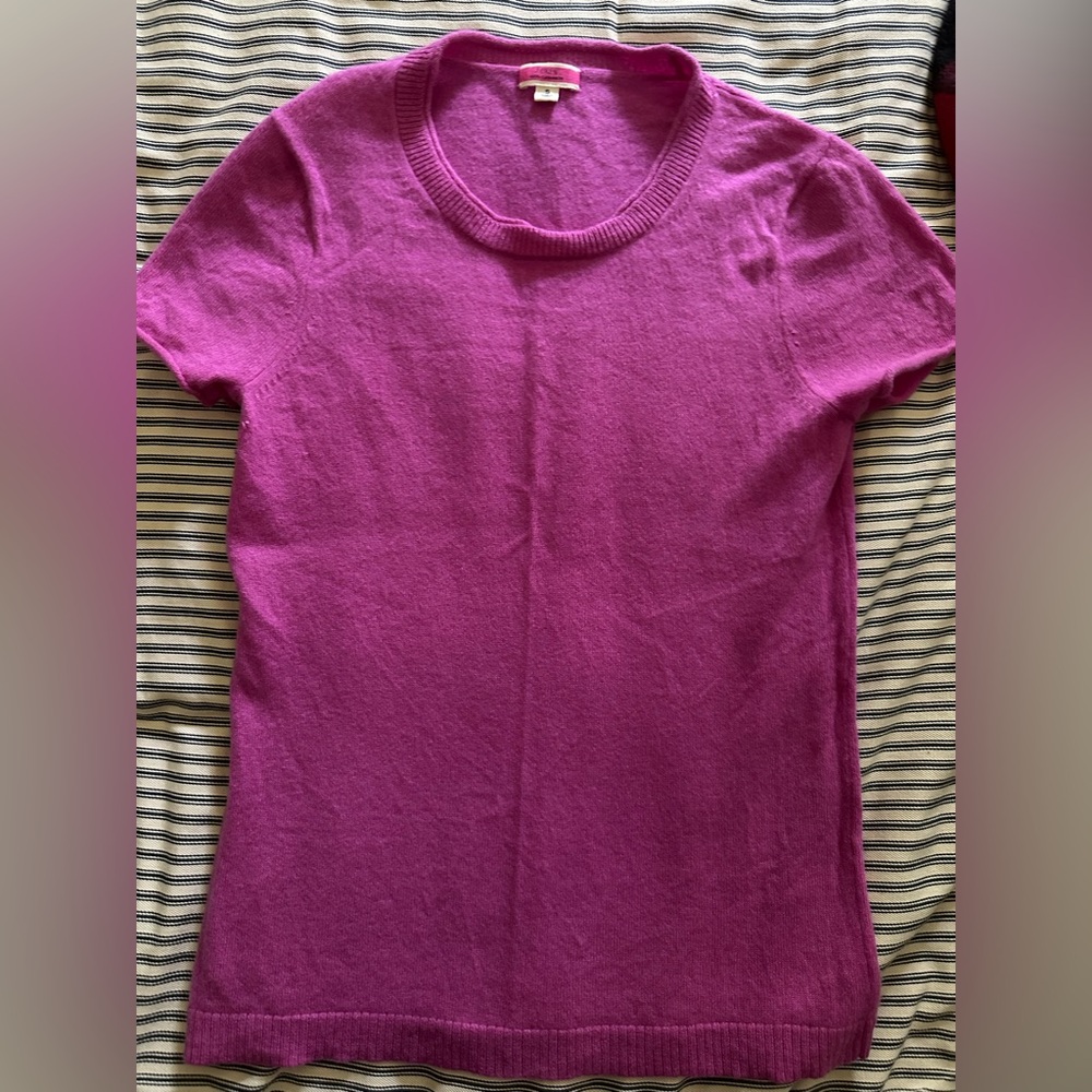 J. Crew Cashmere Short Sleeve Sweater - Pinkish Purple Size S